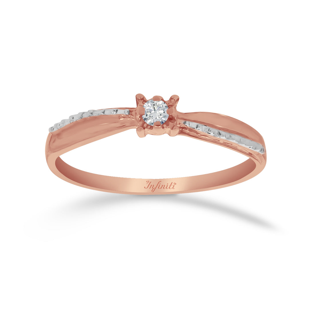 Anillo Oro Rosa 10k, Zirconia 2 mm Solitario