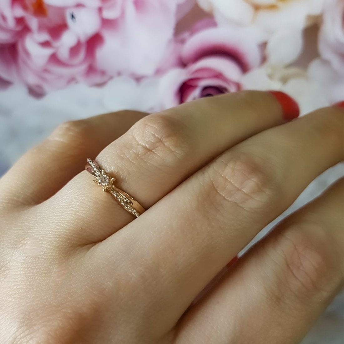Anillo Oro Rosa 10k, Zirconia 2 mm Solitario - Infiniti Joyas