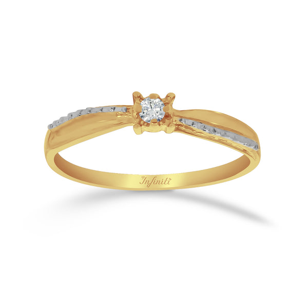 Anillo Oro 10k - Solitario  Zirconia 2 mm