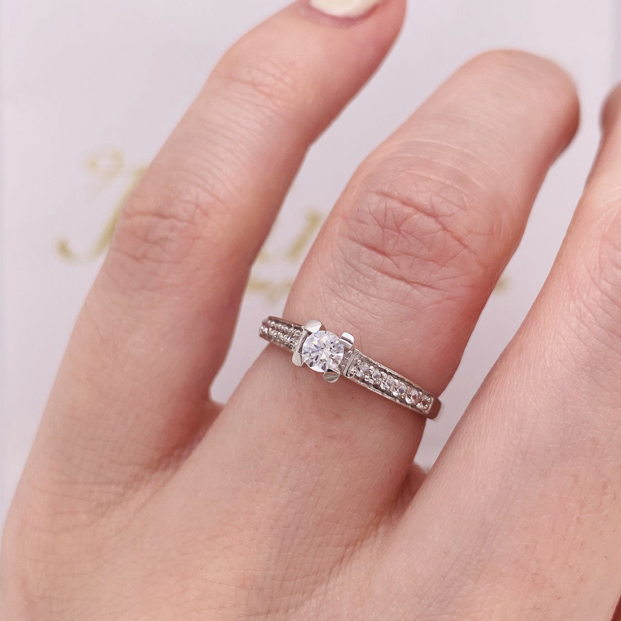 Anillo Oro Blanco 10k, Zirconia 3.25 mm - Infiniti Joyas