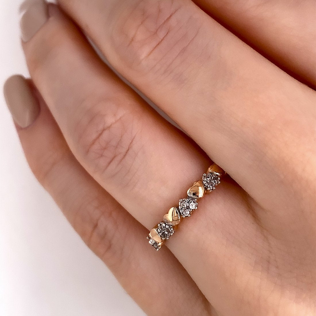 Churumbela Oro Rosa 10k, Corazones con Zirconias 1 mm - Infiniti Joyas