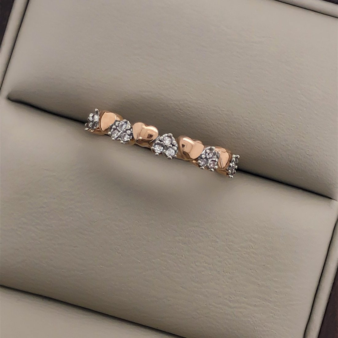 Churumbela Oro Rosa 10k, Corazones con Zirconias 1 mm - Infiniti Joyas