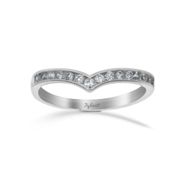 Churumbela Oro Blanco 10k, Forma Pico con Zirconias de 1.50 mm - Infiniti Joyas