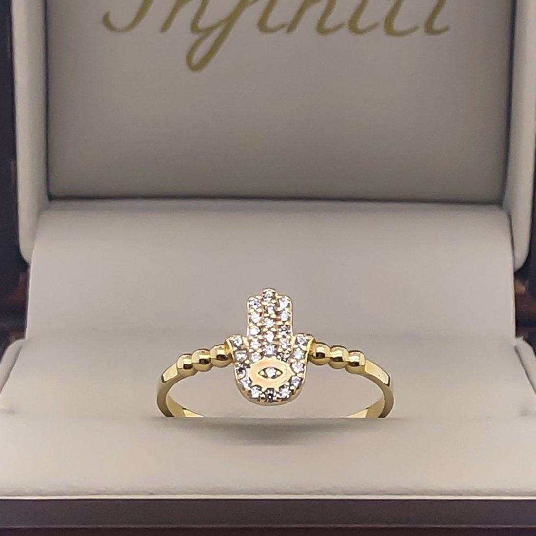 Churumbela Oro 10k, Mano de Fátima con Zirconias - Infiniti Joyas