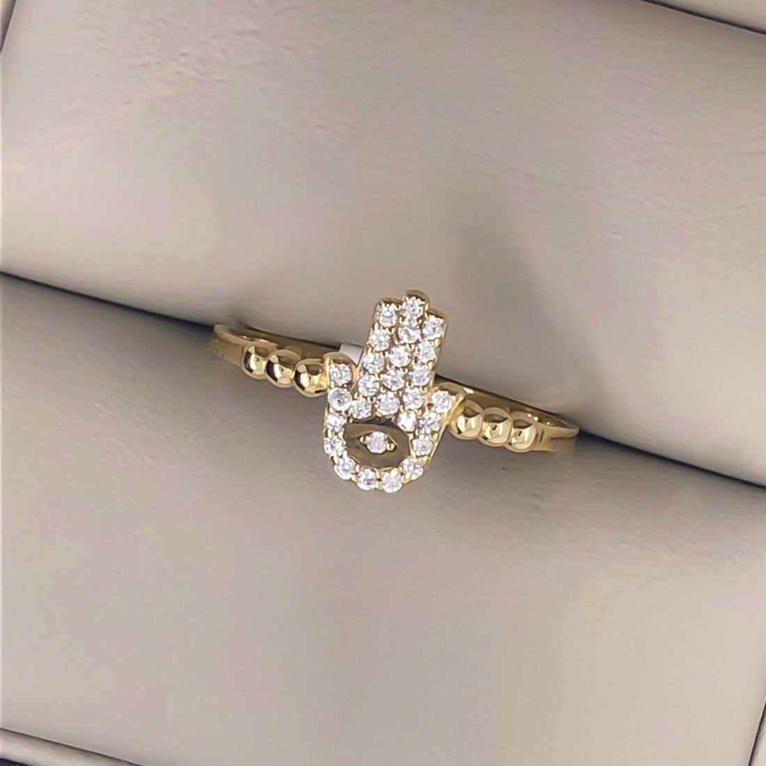 Churumbela Oro 10k, Mano de Fátima con Zirconias - Infiniti Joyas