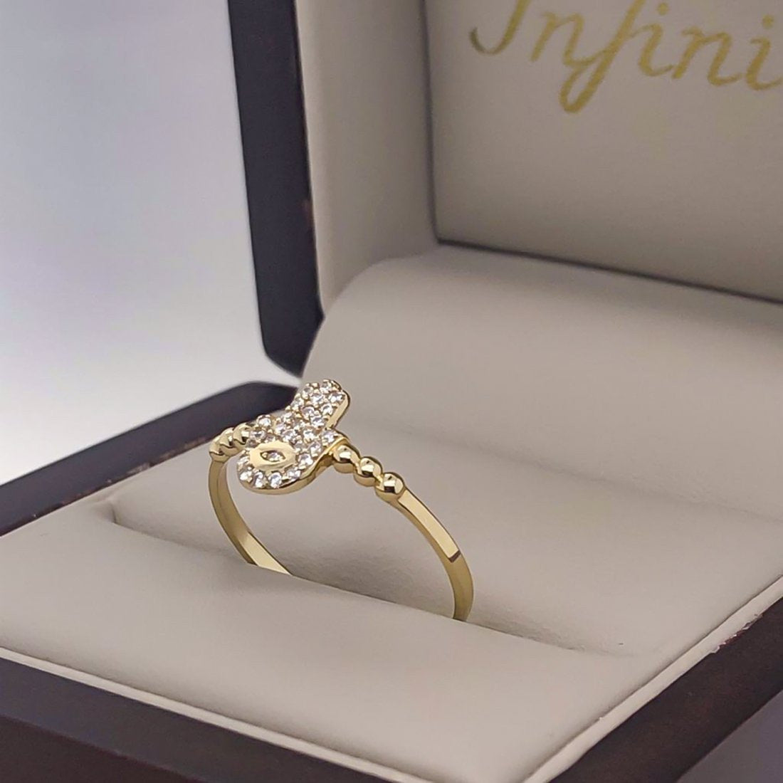 Churumbela Oro 10k, Mano de Fátima con Zirconias - Infiniti Joyas