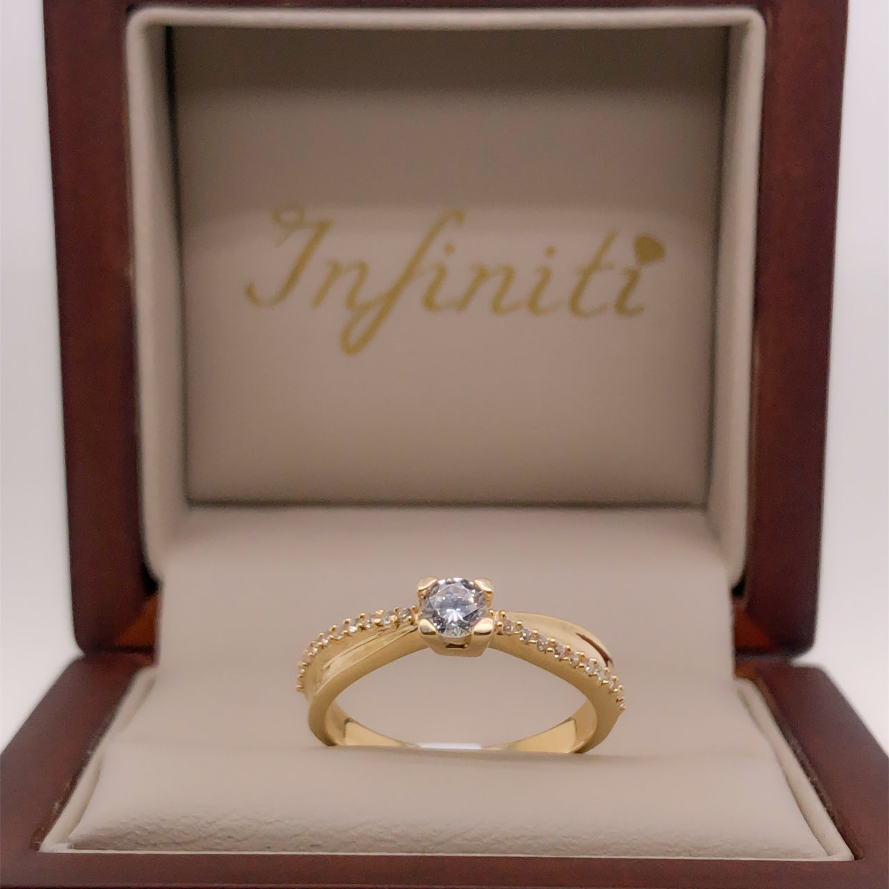 Anillo Oro 10k - Pavé Cruzado Zirconia 4 mm