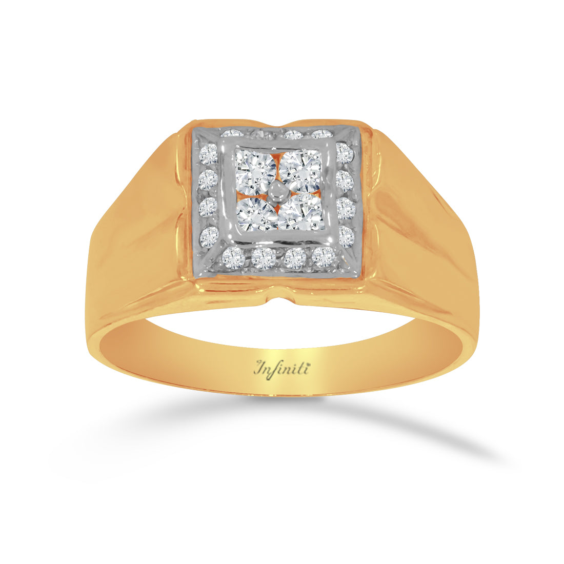 Anillo Oro 10k Cuadrado con Zirconias – Infiniti Joyas