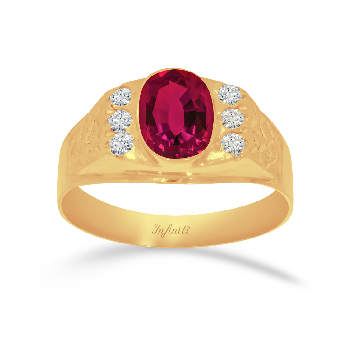 Anillo Oro 10k Zirconia Roja Ovalada Infiniti Joyas