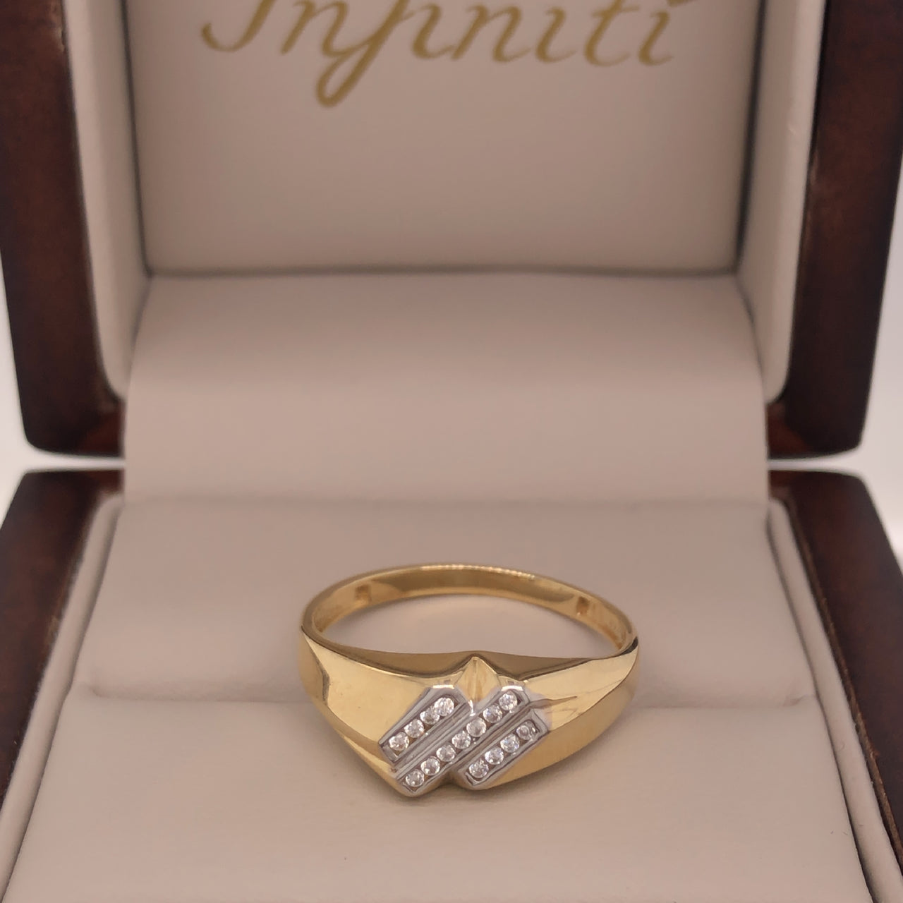 Anillo Oro 10k - Estilo Diagonal con Zirconias