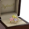 Anillo oro 10k, triple flor con zirconias de colores