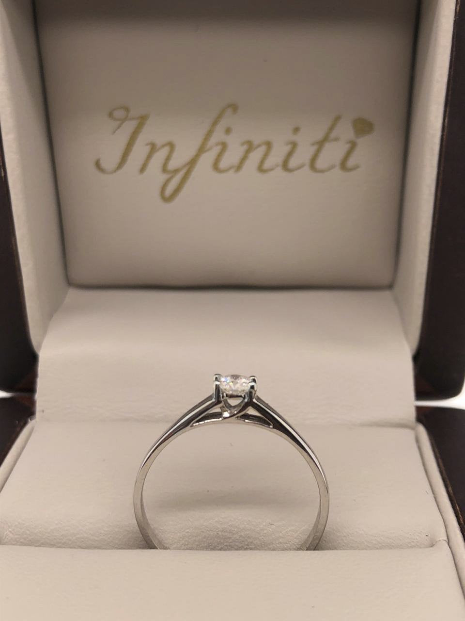 Anillo Solitario Oro Blanco 14k, Diamante 15 Puntos - Infiniti Joyas