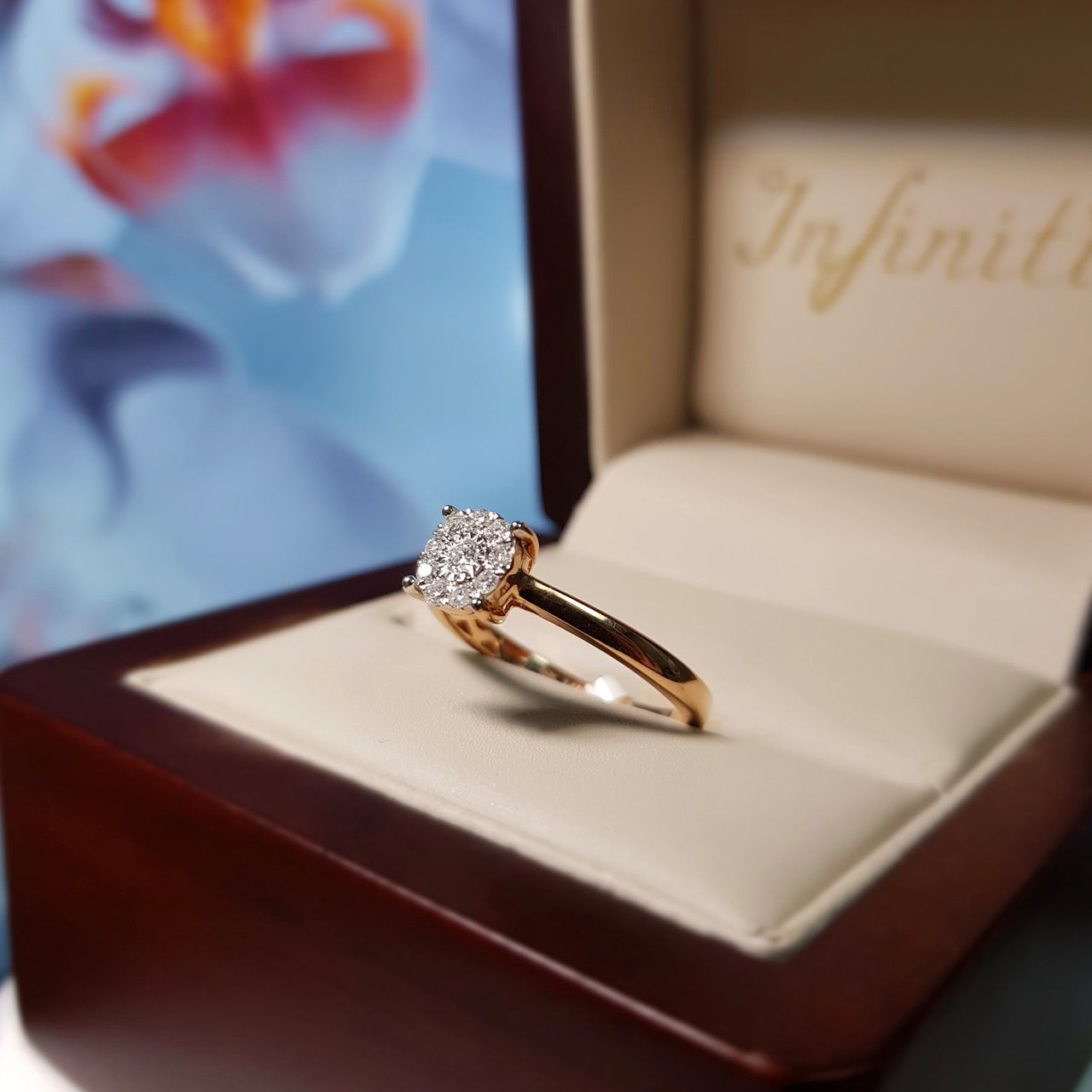 Anillo Oro Rosa 14k, Diamantes de 15 Puntos Totales - Infiniti Joyas