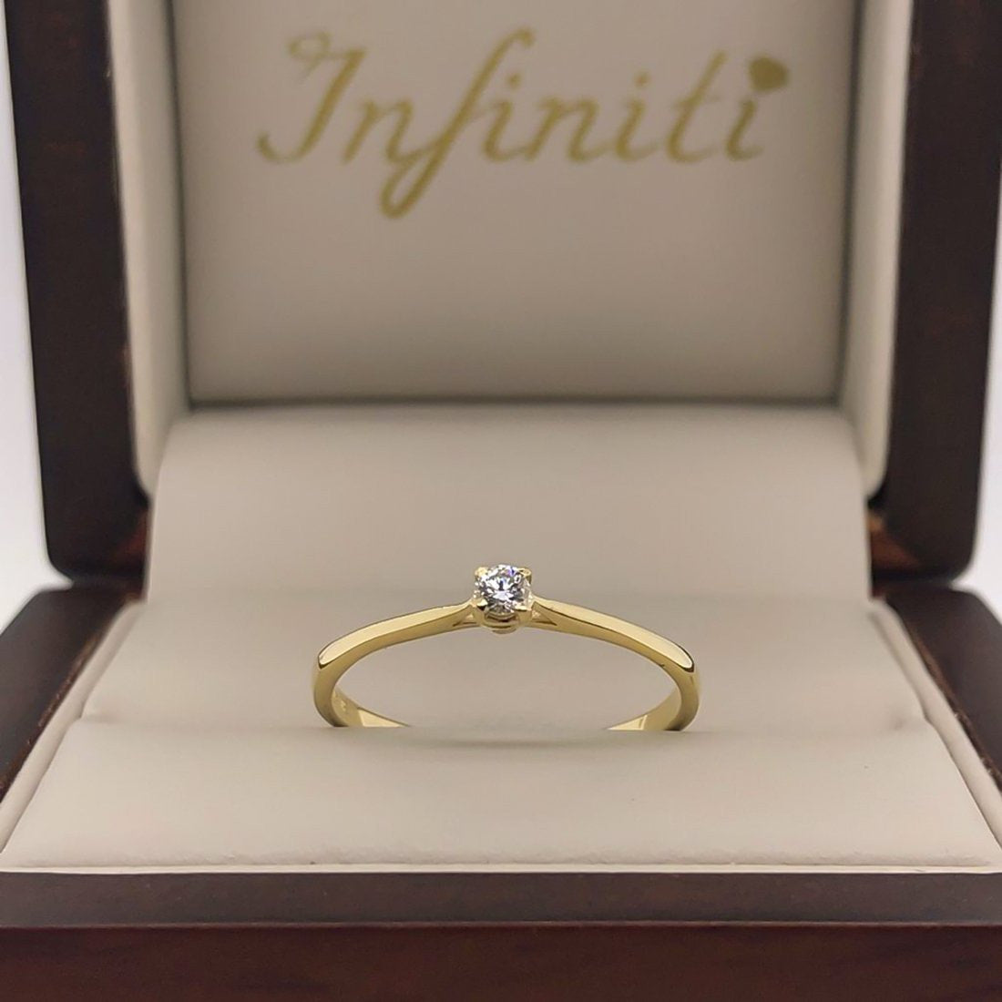 Anillo Solitario Oro 14k, Diamante de 5 Puntos - Infiniti Joyas