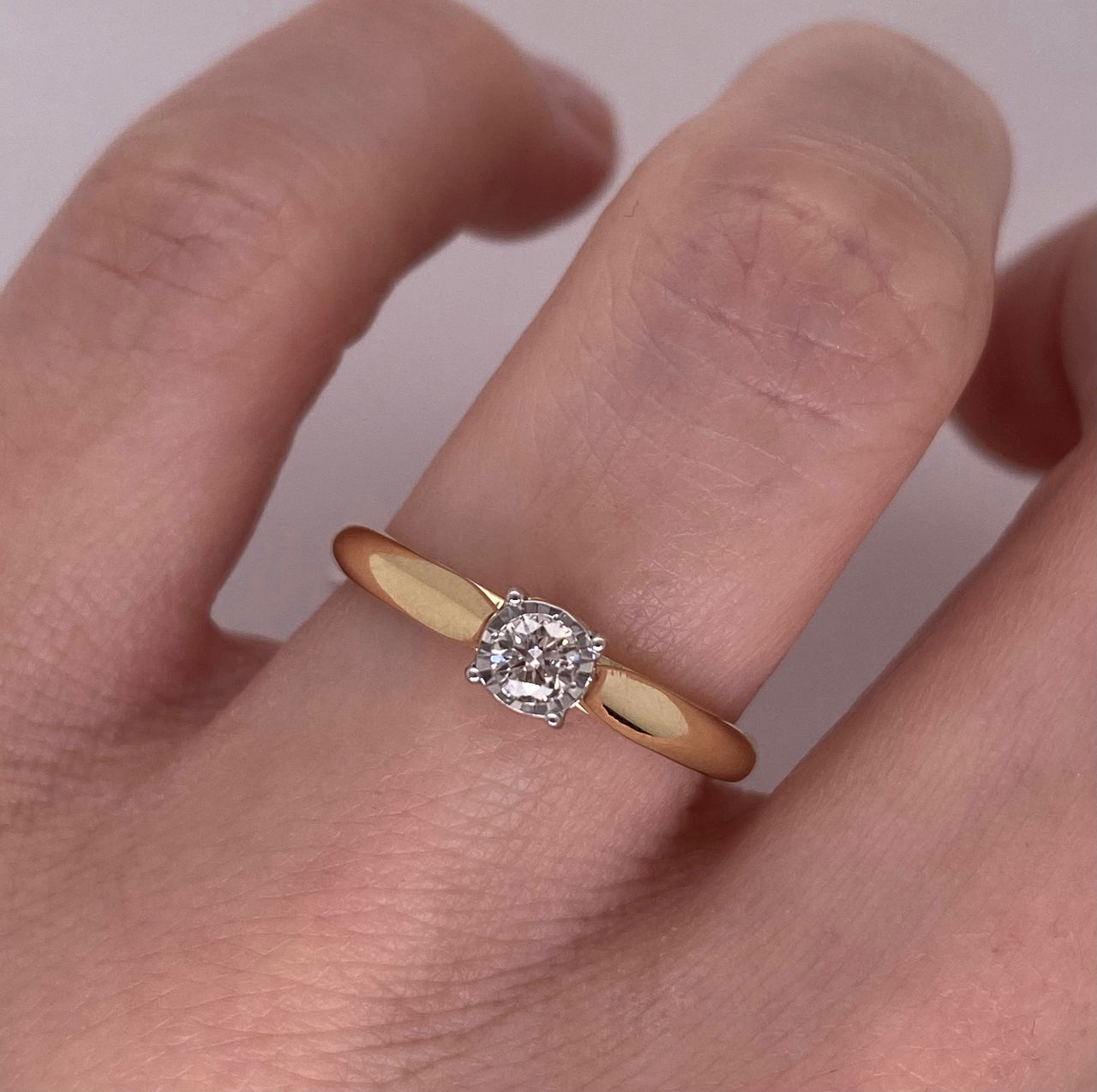 Anillo Oro 14k - Diamante Natural 0.20 CT