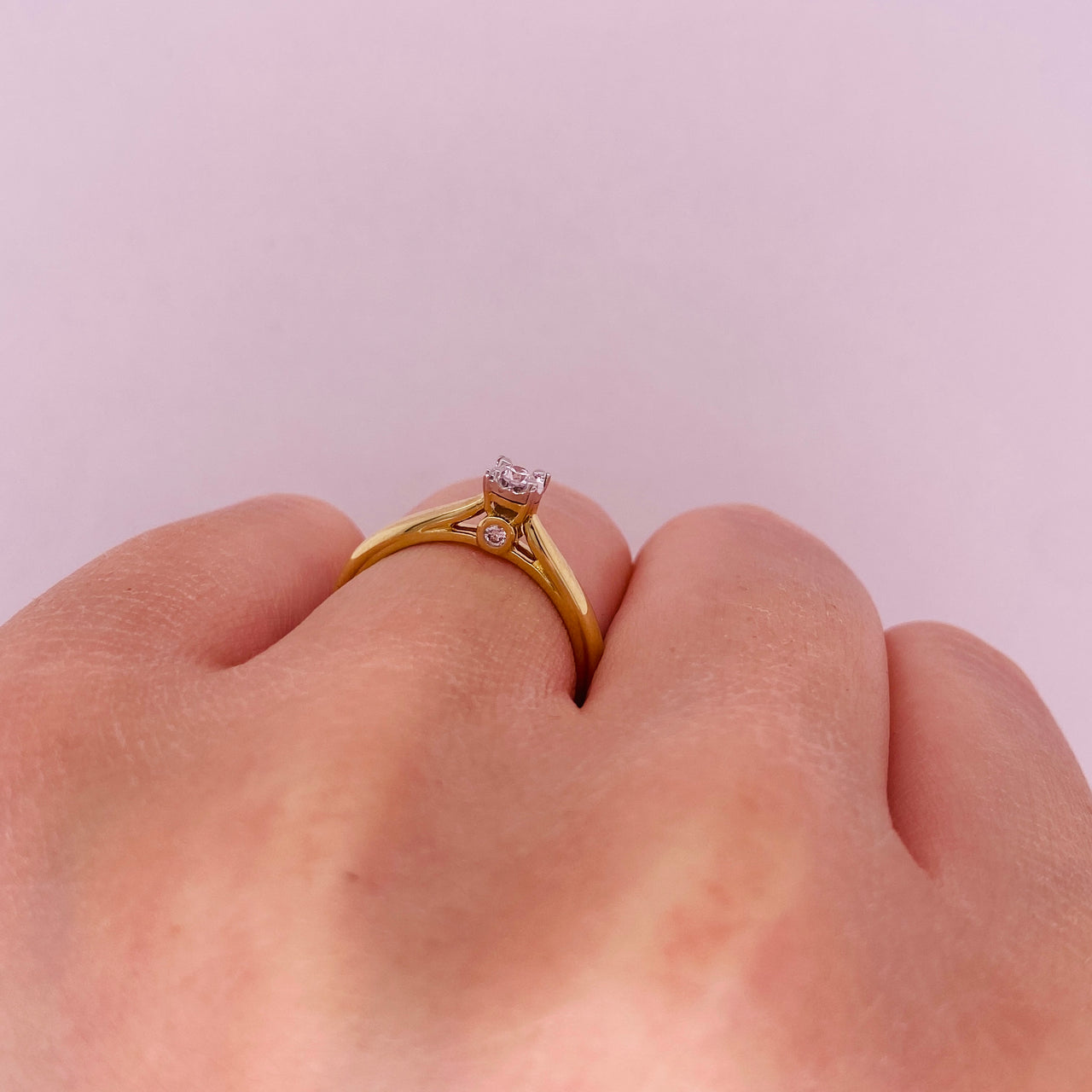 Anillo Oro 14k - Diamante Natural 0.10 CTW