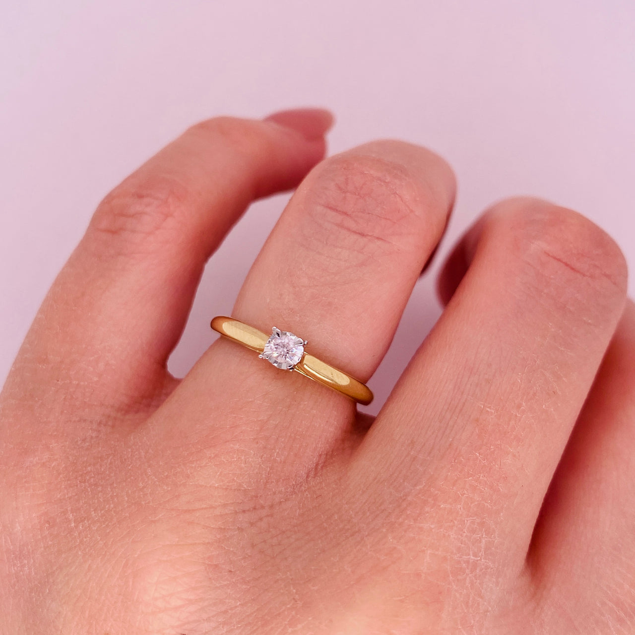 Anillo Oro 14k - Diamante Natural 0.10 CTW