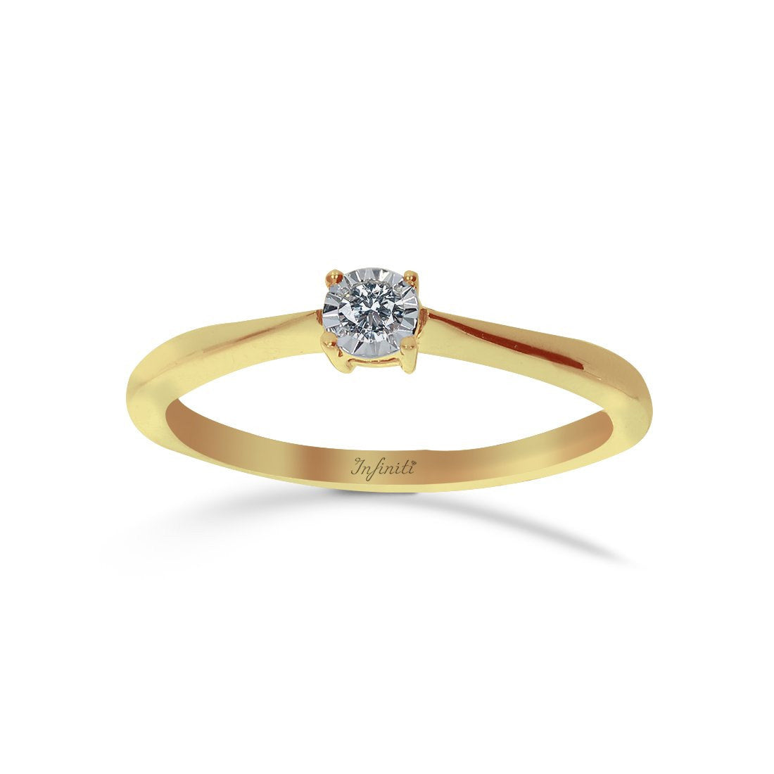 Anillo Solitario Oro 14k, Diamante de 5 Puntos - Infiniti Joyas