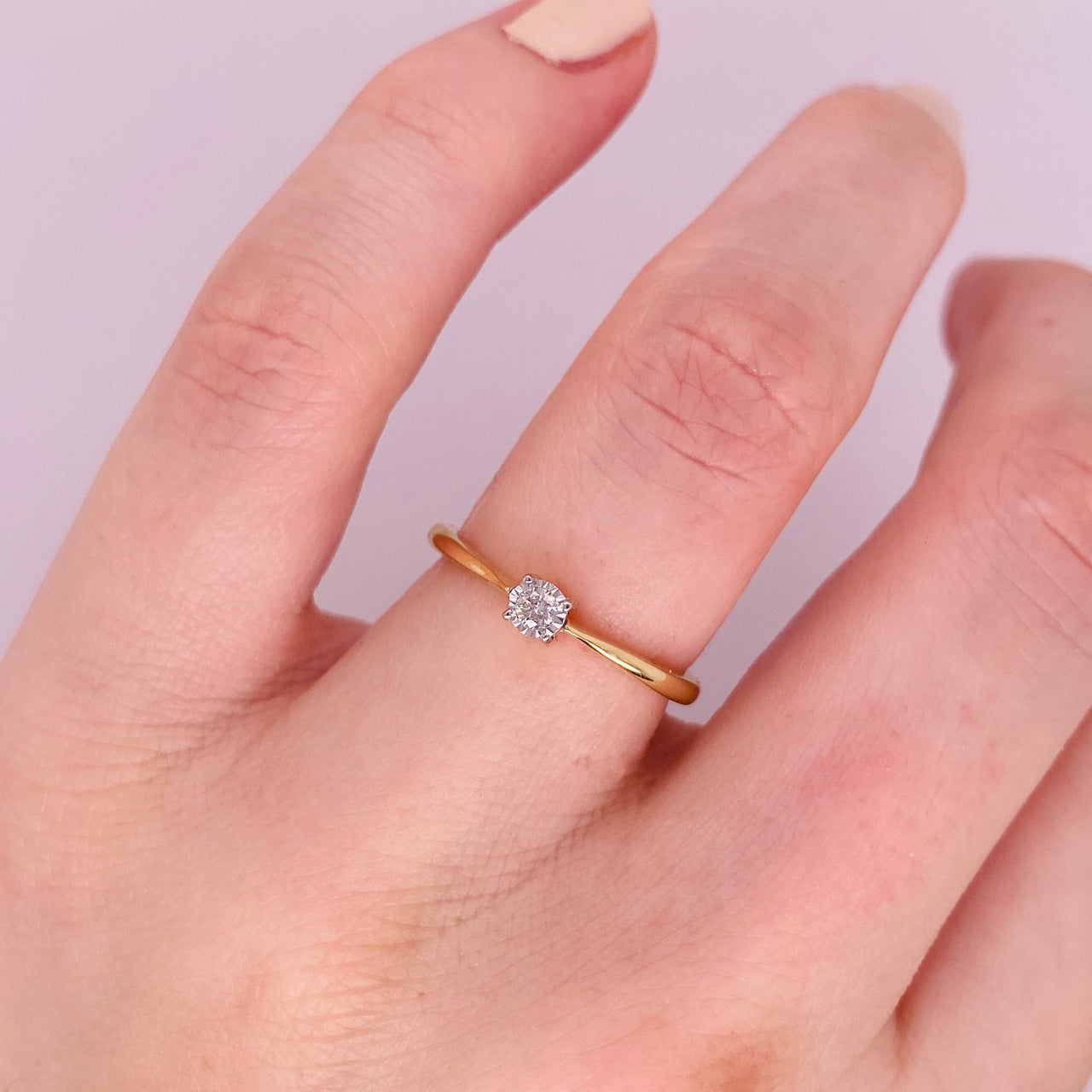 Anillo Oro 14k - Diamante Natural de 0.05 CT
