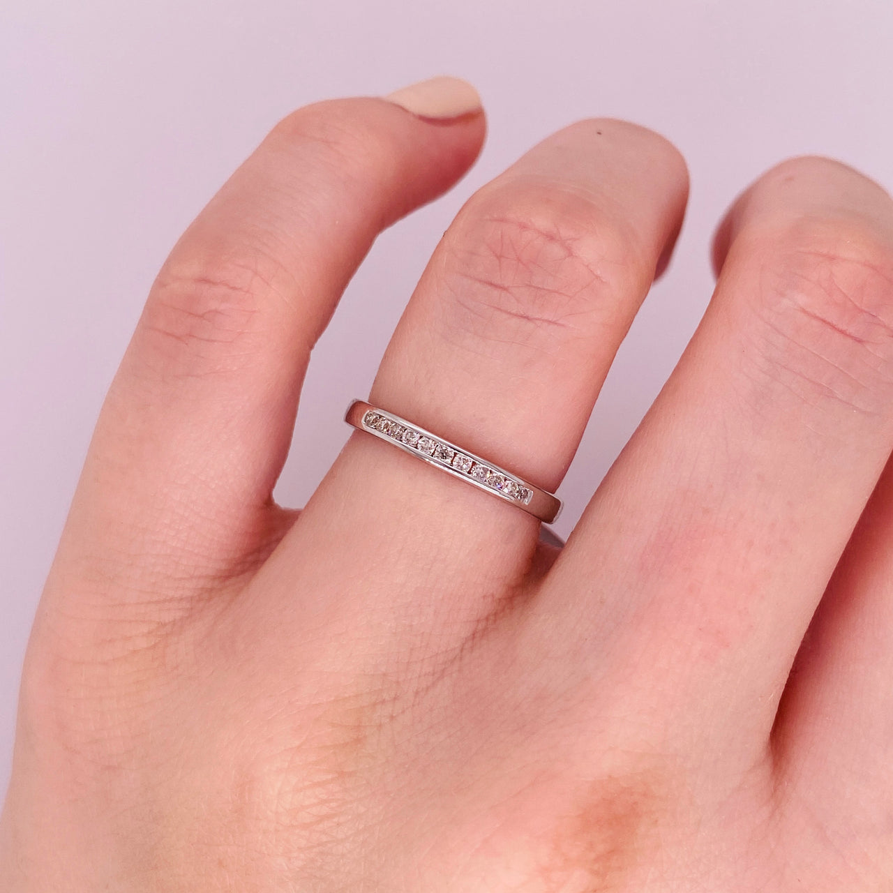Churumbela Oro Blanco 14k - Diamante Natural 0.10 CTW