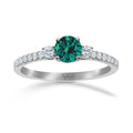 Anillo Oro Blanco 14k - Esmeralda con Diamante Natural 0.75 CTW