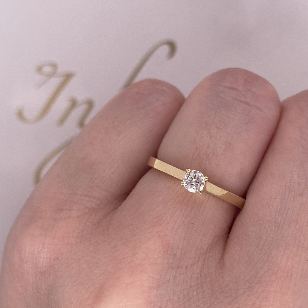 Anillo Solitario Oro 14k, Diamante de 15 Puntos - Infiniti Joyas