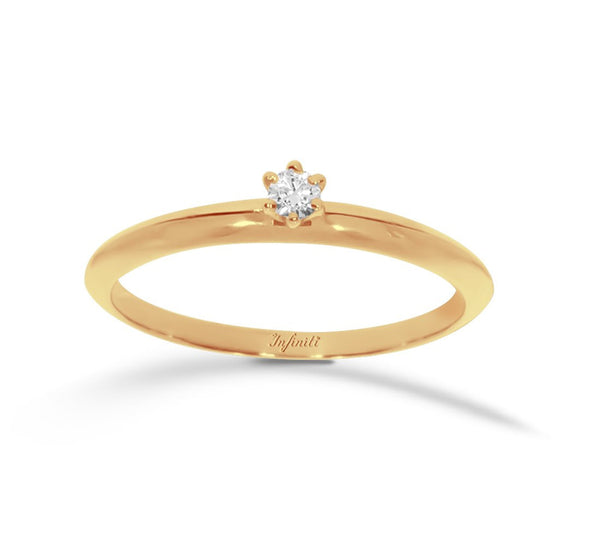 Anillo Solitario Oro 14k, Diamante de 7 Puntos - Infiniti Joyas