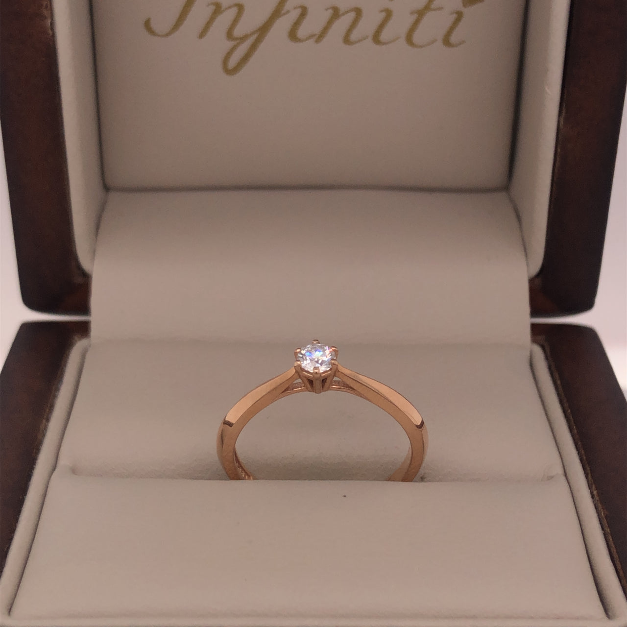 Anillo Oro Rosa 14k - Diamante Natural de 0.10 CT