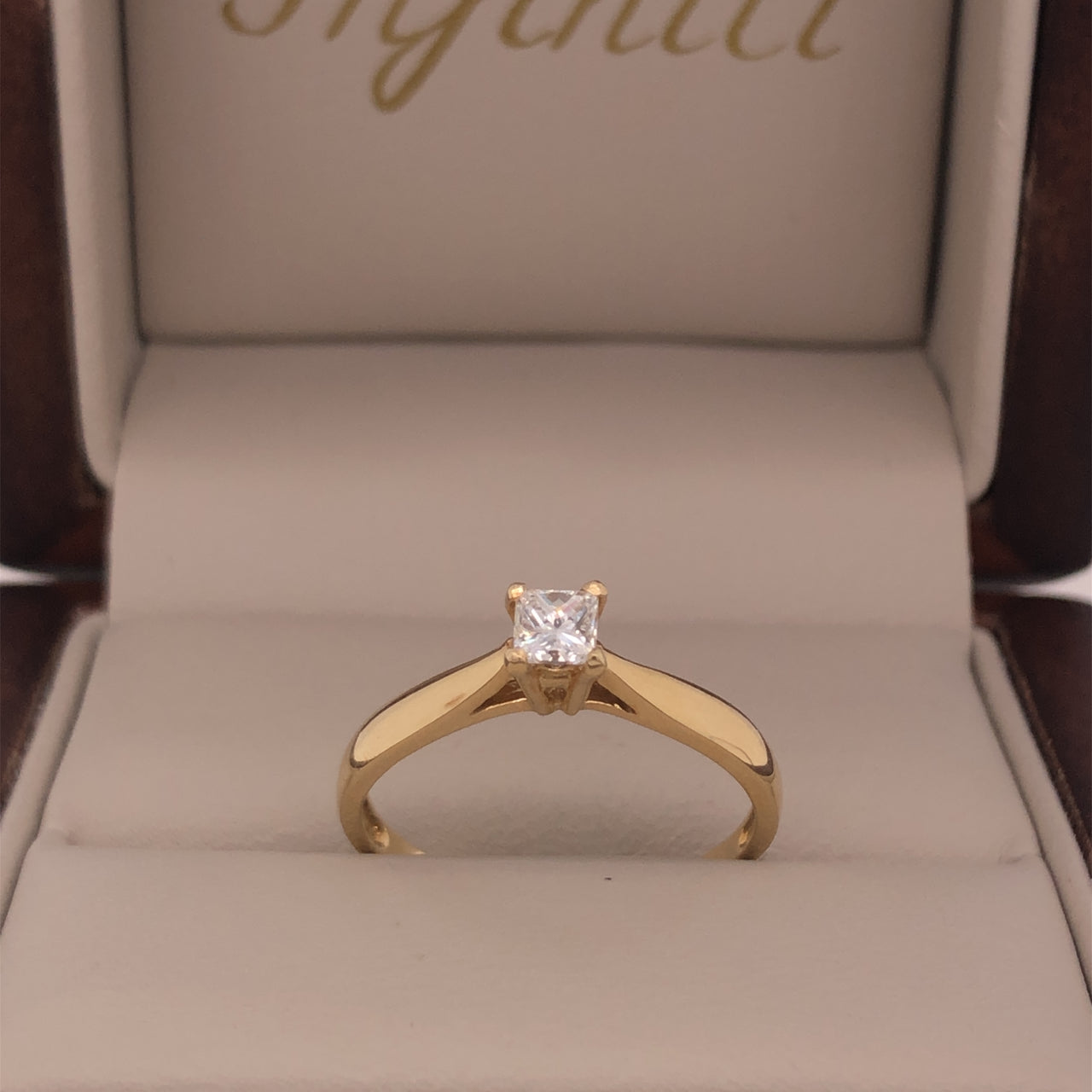 Anillo Oro 14k - Diamante Natural Corte Princesa de 0.25 CT