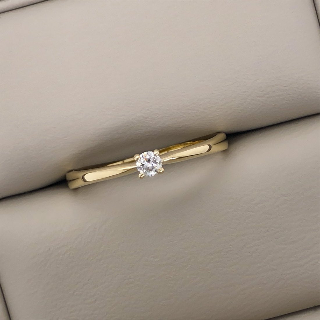 Anillo Oro Amarillo 14k, Solitario Diamante 7 Puntos - Infiniti Joyas