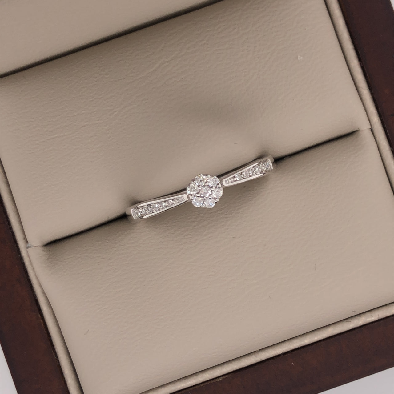 Anillo Oro Blanco 14k - Diamante Natural 0.10 CTW