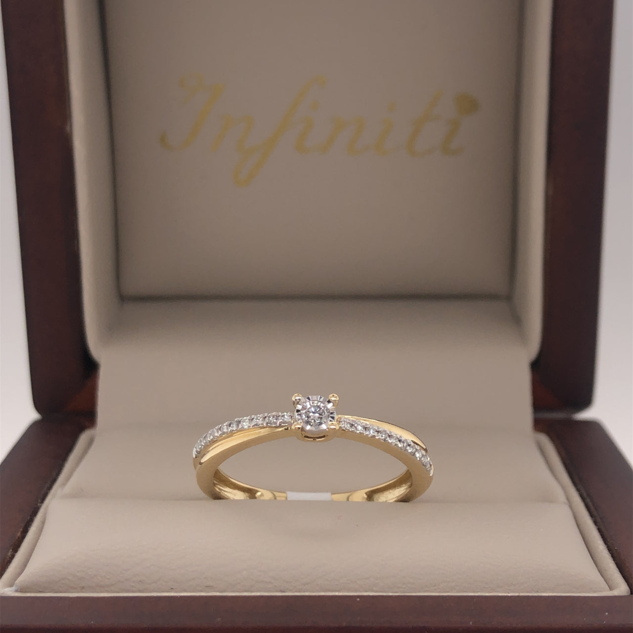 Anillo Oro 14k - Pavé con Diamante Natural 0.12 CTW