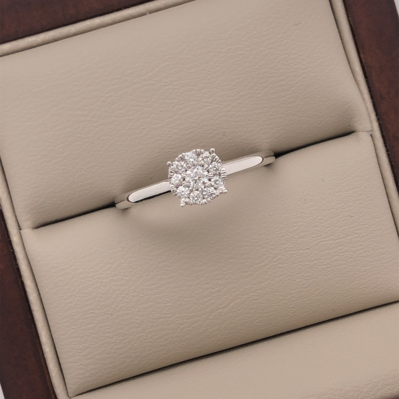 Anillo Oro Blanco 14k - Halo Diamante Natural con 20 CTW
