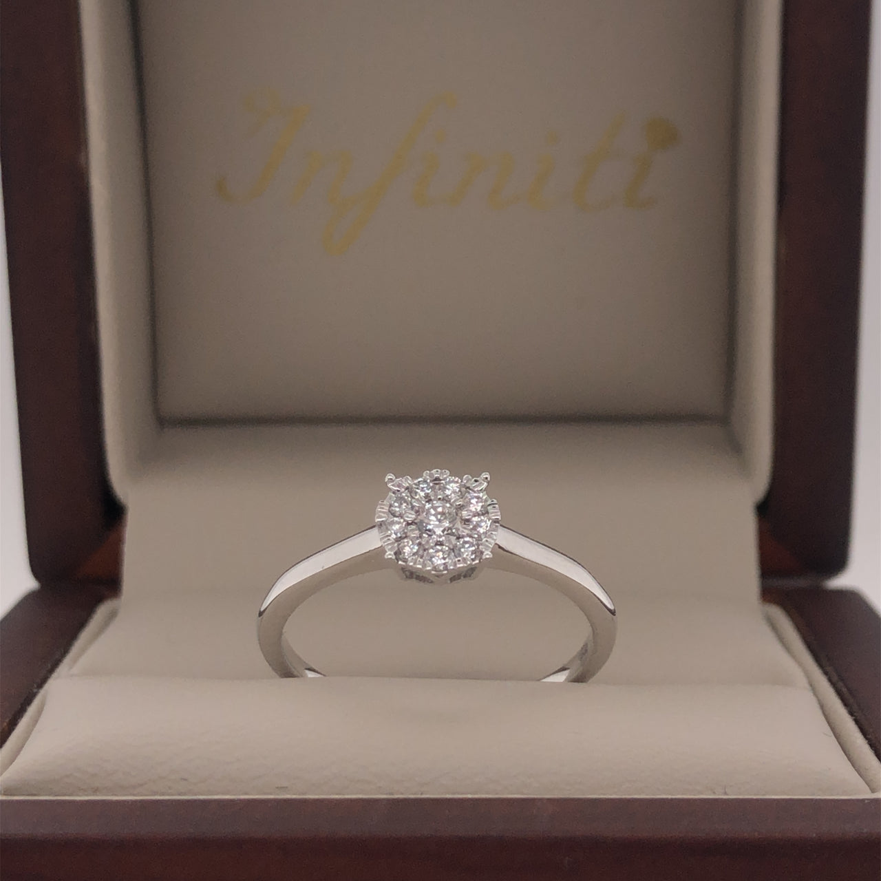 Anillo Oro Blanco 14k - Halo Diamante Natural con 20 CTW