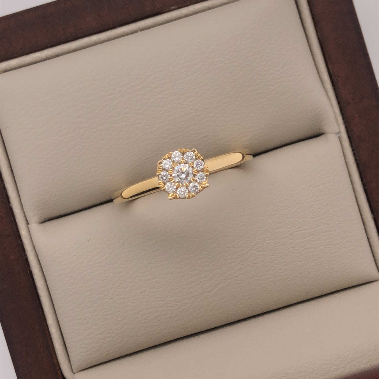 Anillo Oro 14k - Halo Diamante Natural 0.20 CTW
