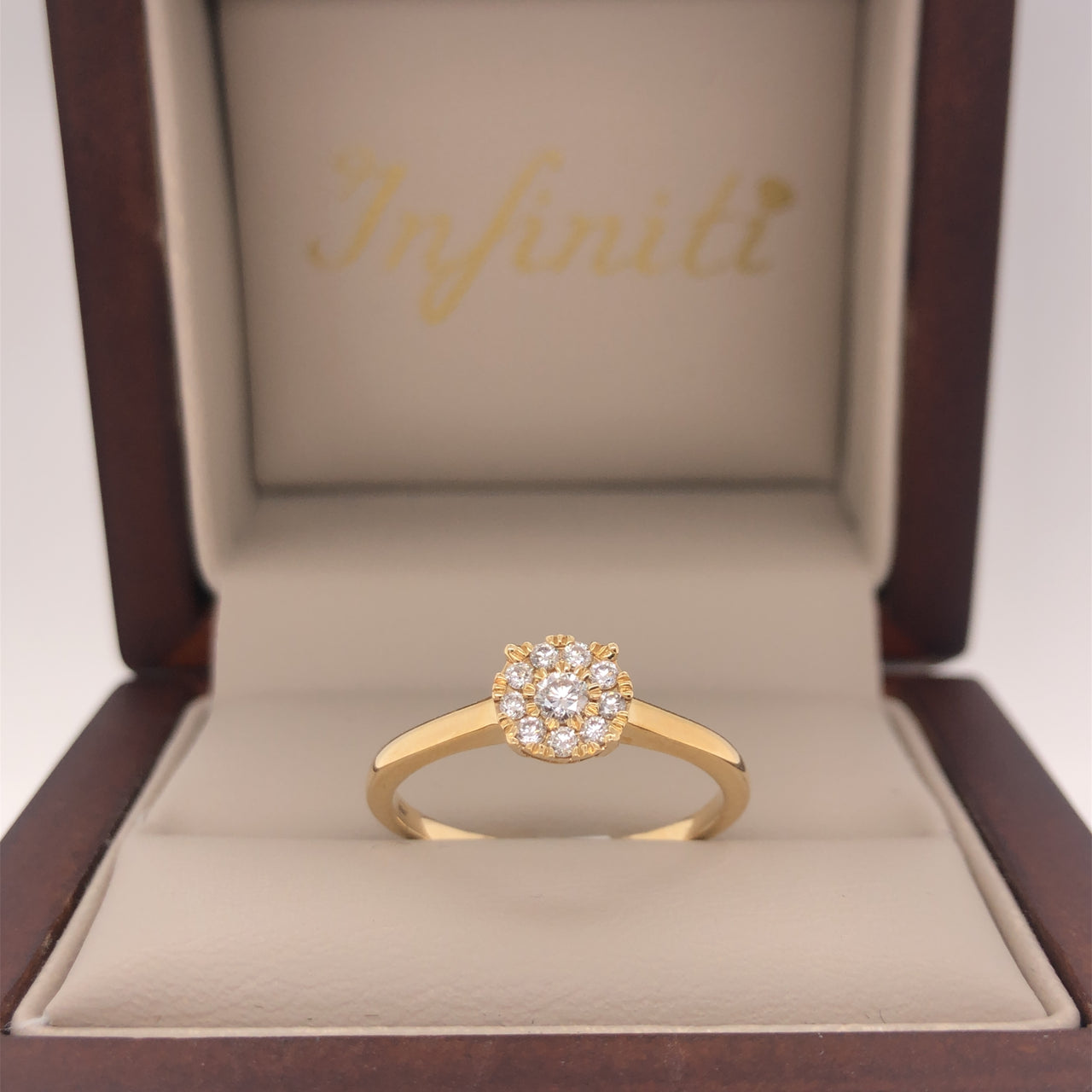 Anillo Oro 14k - Halo Diamante Natural 0.20 CTW