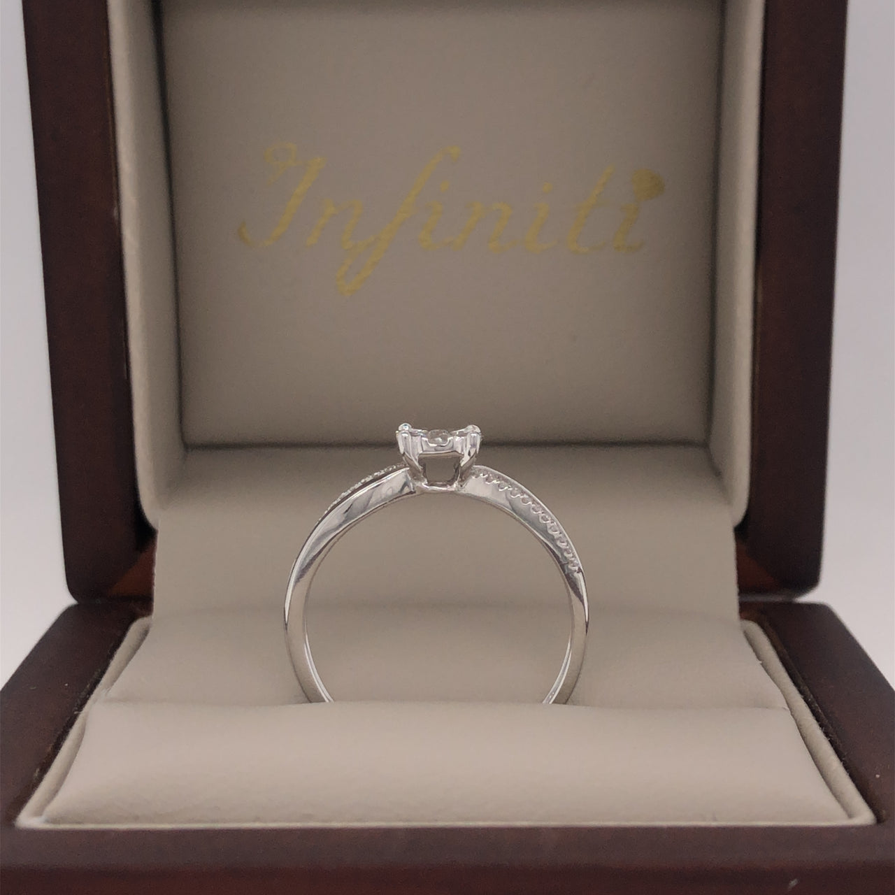 Anillo Oro Blanco 14k - Halo Infinito Diamante Natural 0.22 CTW