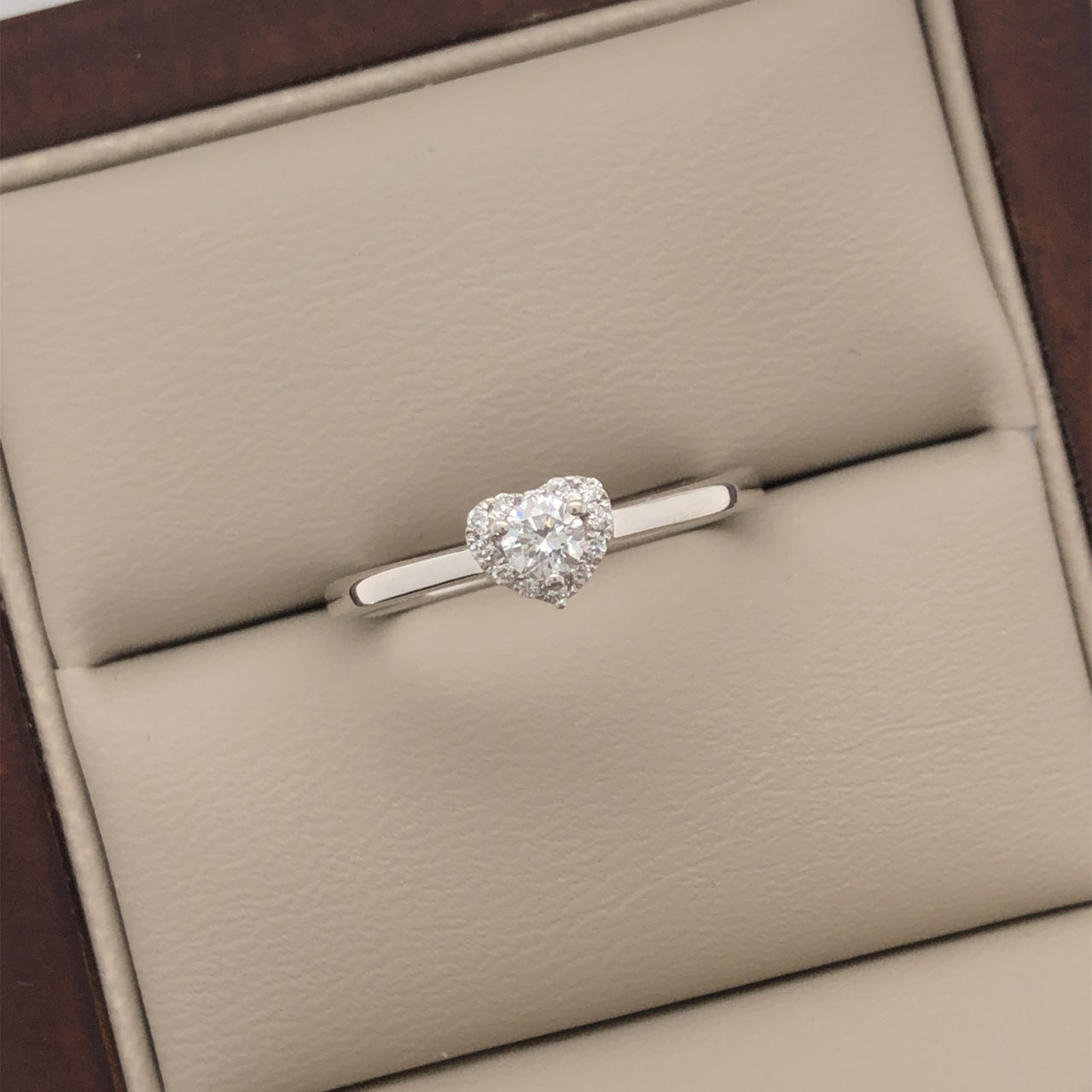 Anillo Oro Blanco 14k - Corazón Diamante Natural 0.21 CTW