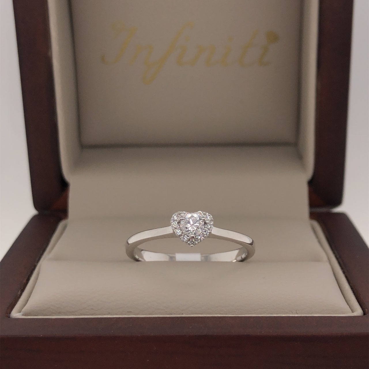 Anillo Oro Blanco 14k - Corazón Diamante Natural 0.21 CTW