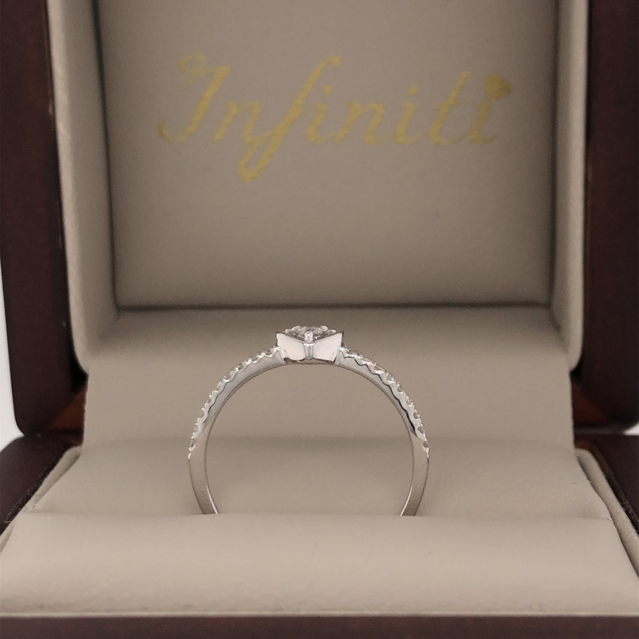 Anillo Oro Blanco 14k - Corazón Diamante Natural 0.14 CTW