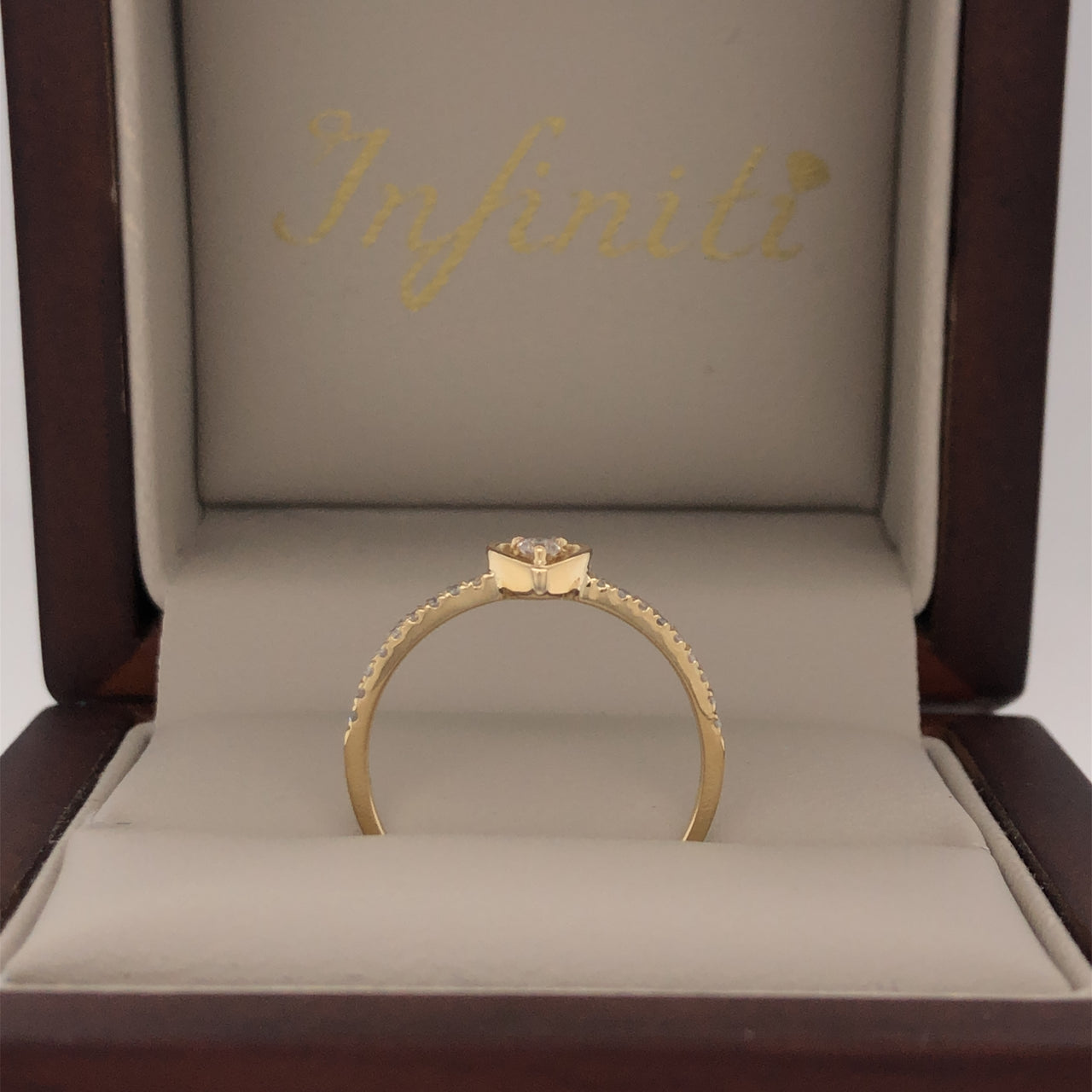 Anillo Oro 14k - Corazón Diamante Natural 0.14 CTW