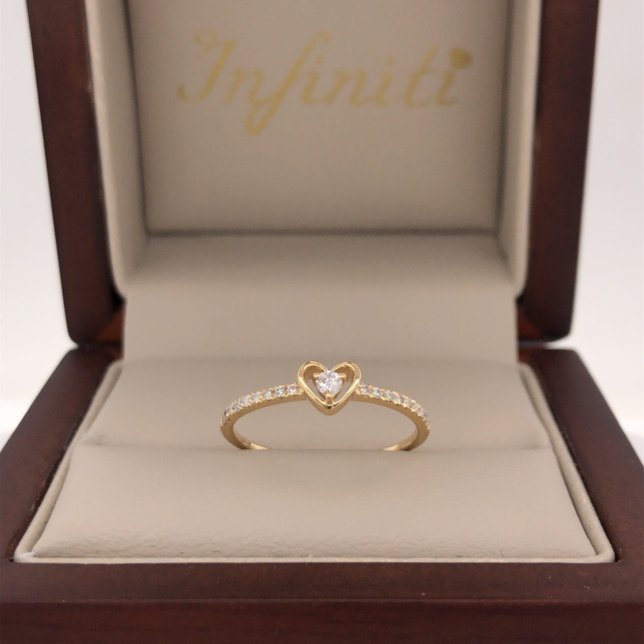Anillo Oro 14k - Corazón Diamante Natural 0.14 CTW