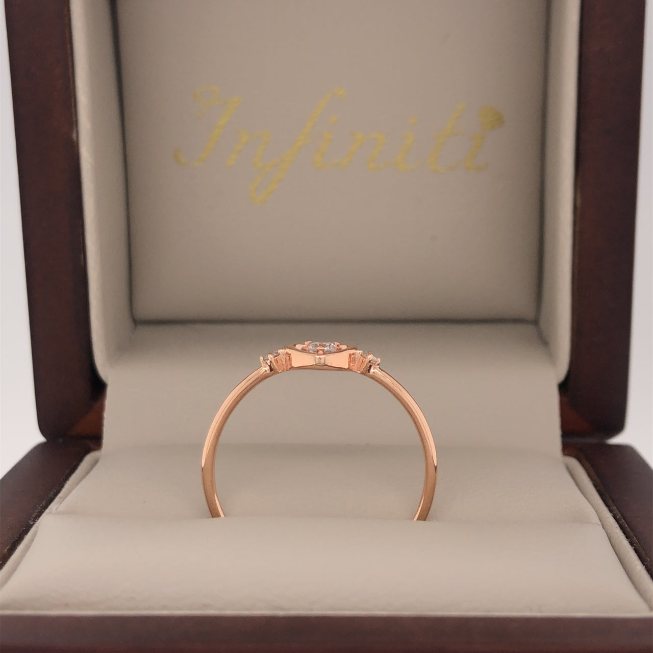 Anillo Oro Rosa 14k - Corazón Diamante Natural 0.08 CTW
