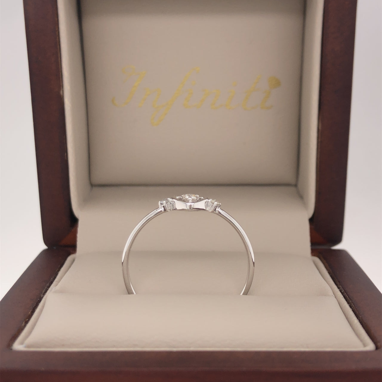 Anillo Oro Blanco 14k - Corazón Diamante Natural 0.08 CTW