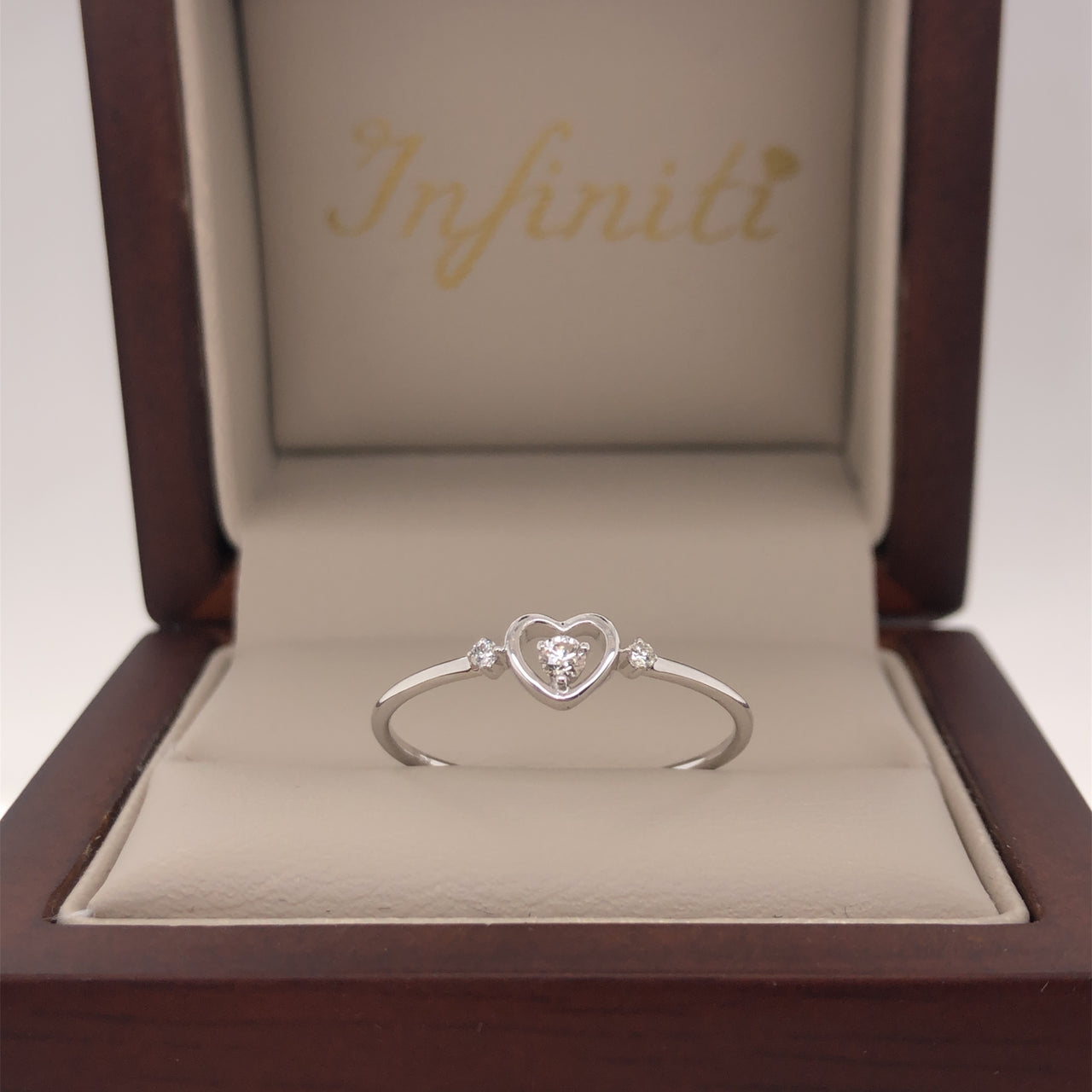 Anillo Oro Blanco 14k - Corazón Diamante Natural 0.08 CTW