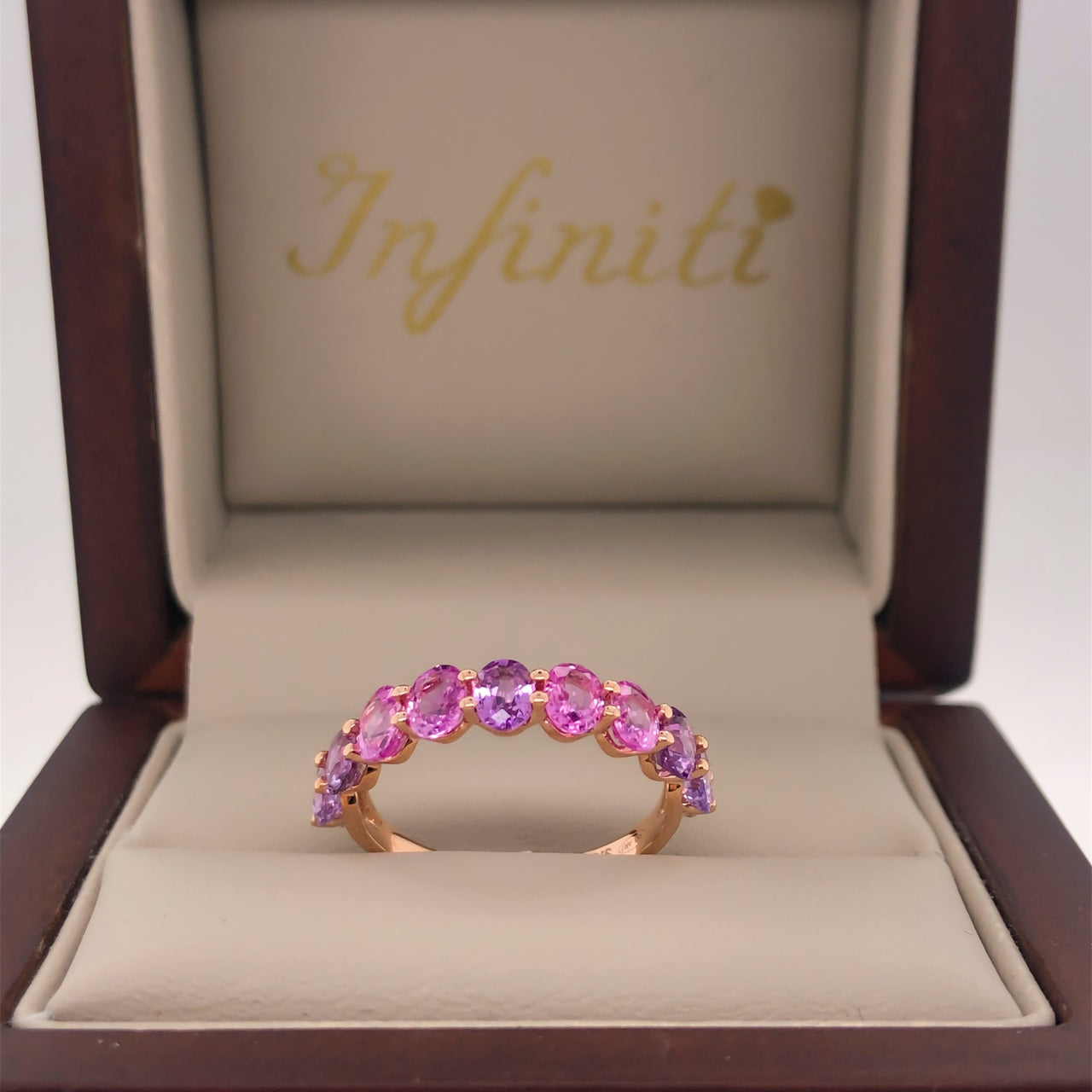 Churumbela Oro Rosa 14k - Zafiro Rosa 2.23 ct Totales y 2 Diamantes de 4 puntos