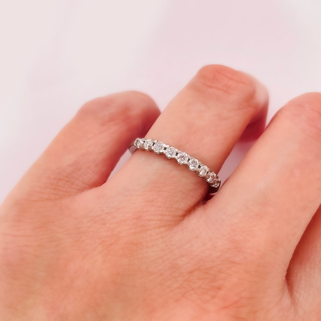 Churumbela Oro Blanco 14k - Pavé Diamantes de 45 Puntos Totales