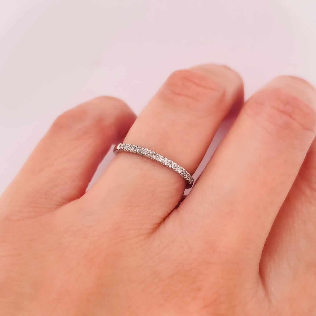 Churumbela Oro Blanco 14k - Pavé Diamantes de 13 Puntos Totales