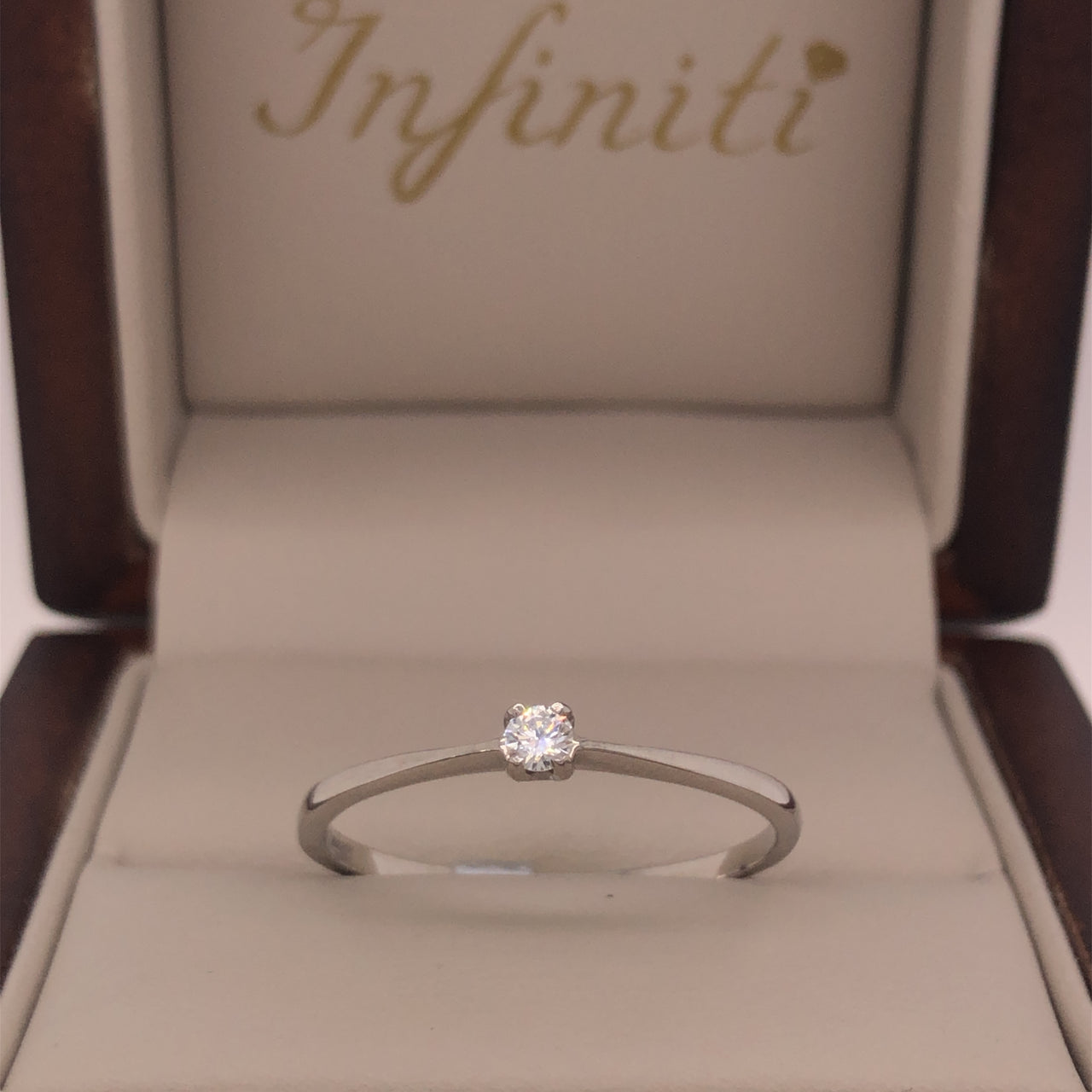 Anillo Solitario Oro Blanco 14k-Diamante Natural de 0.10 CT
