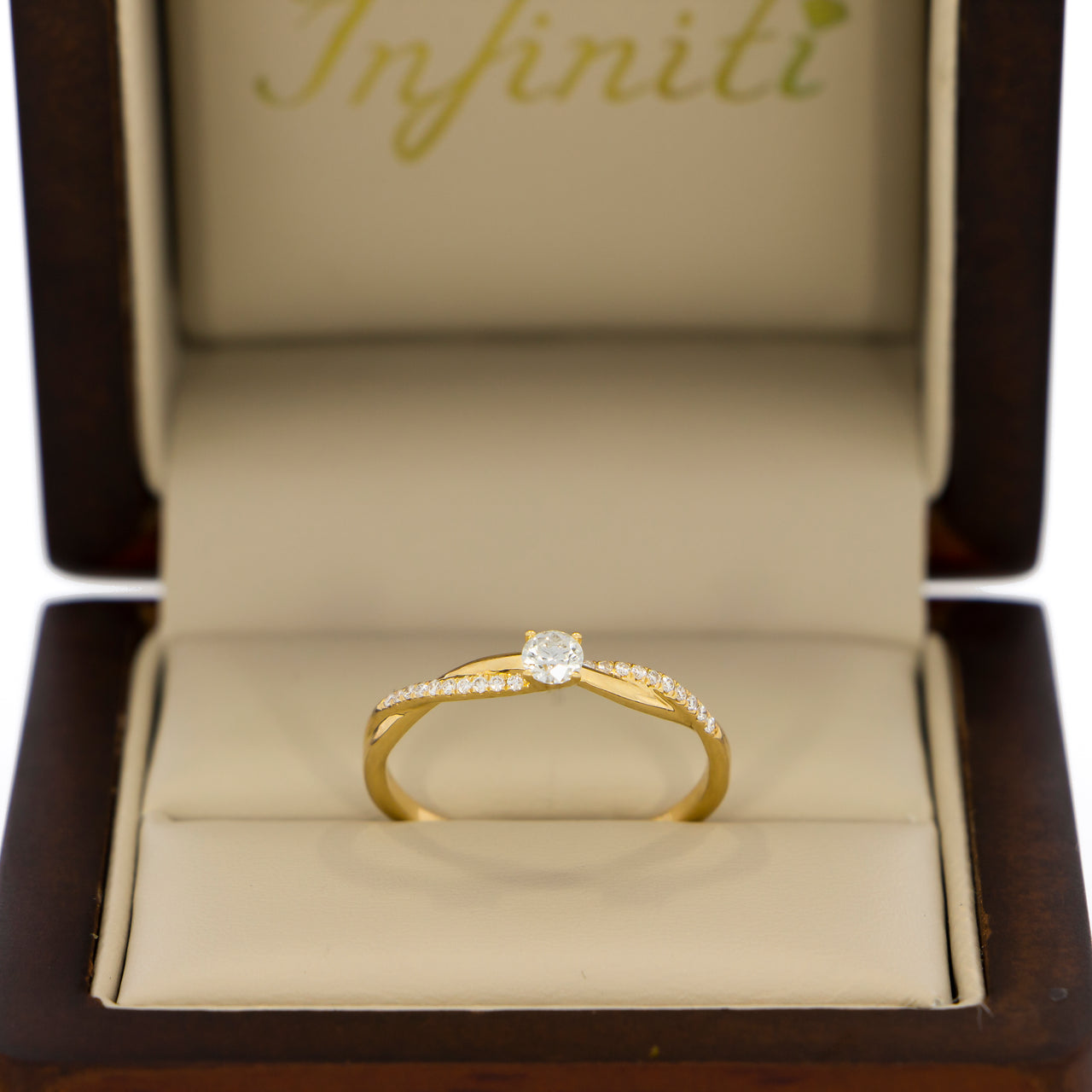 Anillo Oro 14k - Trenzado con Diamante Natural 0.20 CTW